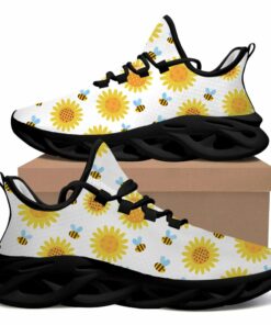 Max Soul Shoes With Bees Flying Cartoon And Plaid Sunflower Illustration