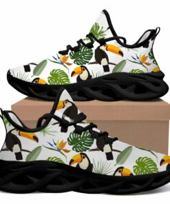 Max Soul Shoes With Bird Toucan Palm Monstera Leaves, Hibiscus, And Strelcia Flowers Design