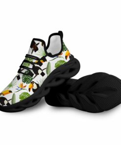 Max Soul Shoes With Bird Toucan Palm Monstera Leaves, Hibiscus, And Strelcia Flowers Design