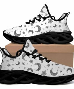 Max Soul Shoes With Black And White Moons And Stars On White Background