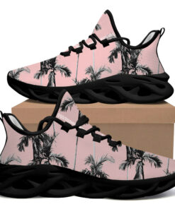 Max Soul Shoes With Black And White Palm Tree Elements On Pink Background