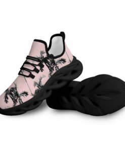 Max Soul Shoes With Black And White Palm Tree Elements On Pink Background