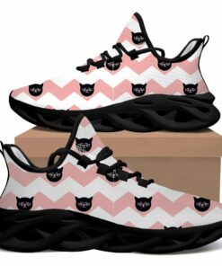 Max Soul Shoes With Black Cats On Chevron Zig Zag Background