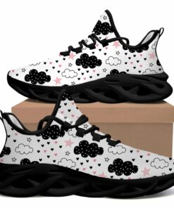 Max Soul Shoes With Black Dots, Clouds, Stars, And Tiny Heart Illustration