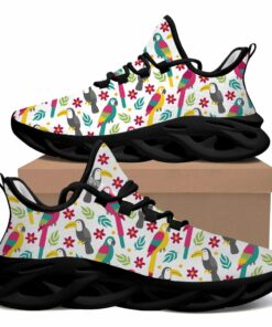 Max Soul Tropical Leaves And Flowers Macaw Toucan Plumeria Bird Sport Sneakers