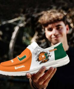 Miami Hurricanes Custom Name Hey Dude Shoes Sneakers V1