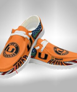 Miami Hurricanes Custom Name Hey Dude Shoes Sneakers V4