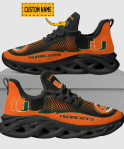 Miami Hurricanes Orange Black Max Soul Shoes | Personalized Name