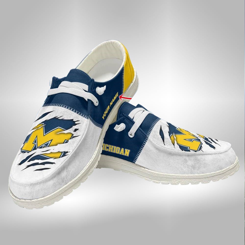 Personalized Name Michigan Wolverines Hey Dude Shoes