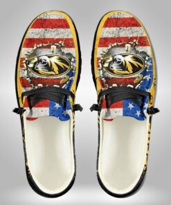 Missouri Tigers American Flag Custom Name Hey Dude Shoes