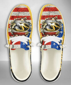 Missouri Tigers American Flag Custom Name Hey Dude Shoes