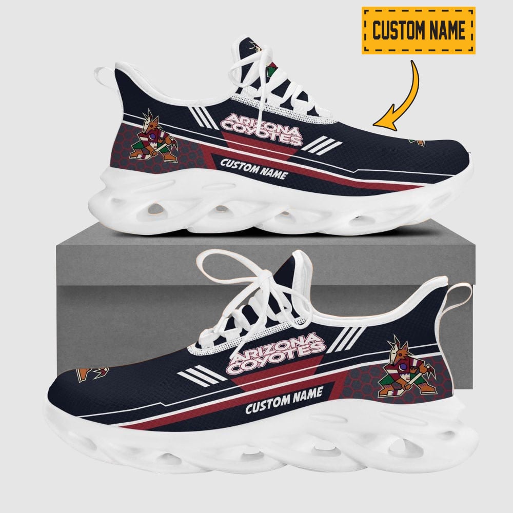 Customized Buffalo Sabres Nhl Team Logo And Hexagon Pattern Printed Max Soul Shoes