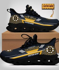 Personalized Name Boston Bruins Max Soul Sneakers | Hexagon Pattern