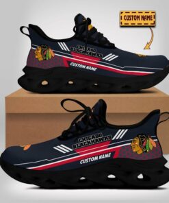 Personalized Name Chicago Blackhawks Max Soul Sneakers | Hexagon Pattern