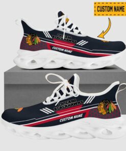 Personalized Name Chicago Blackhawks Max Soul Sneakers | Hexagon Pattern