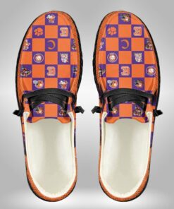 Personalized Name Clemson Tigers Chess Board Pattern Hey Dude Shoes