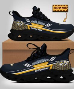 Personalized Name Nashville Predators Max Soul Sneakers | Hexagon Pattern