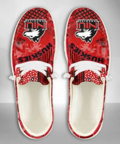 Personalized Name Northern Illinois Huskies Cross Lines Pattern Hey Dude Shoes