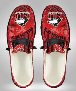 Personalized Name Northern Illinois Huskies Cross Lines Pattern Hey Dude Shoes