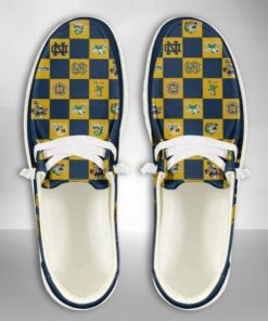 Personalized Name Notre Dame Fighting Irish Chess Board Pattern Hey Dude Shoes