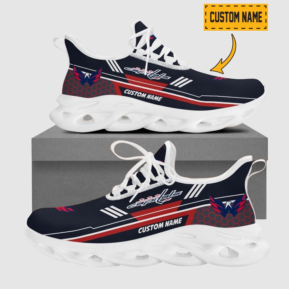 Customized Detroit Red Wings Nhl Team Logo And Hexagon Pattern Printed Max Soul Shoes