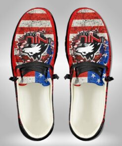 Personalized Northern Illinois Huskies Hey Dude Shoes with American Flag