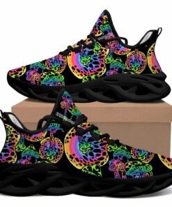 Psychedelic Glowing Magic Mushrooms Max Soul Shoes | Black Background