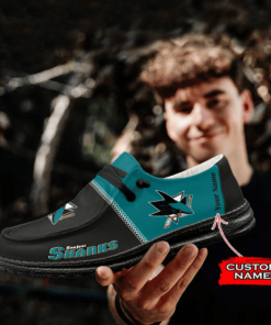 San Jose Sharks Custom Name Hey Dude Shoes V2