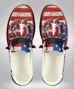 Stanford Cardinal American Flag Custom Name Broken Wall Hey Dude Shoes