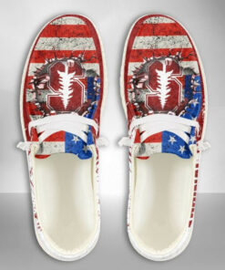 Stanford Cardinal American Flag Custom Name Broken Wall Hey Dude Shoes