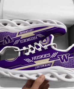 Washington Huskies Purple Max Soul Shoes | Personalized Name Sport Sneakers