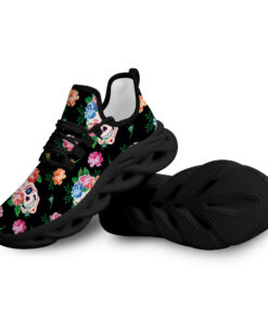 Watercolor Floral Skull Smiling Face Pattern Max Soul Shoes