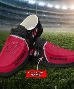 Wisconsin Badgers Custom Name Hey Dude Shoes