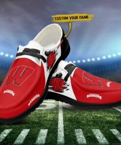 Wisconsin Badgers Custom Name Hey Dude Shoes Sneakers