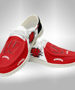 Wisconsin Badgers Custom Name Hey Dude Shoes Sneakers