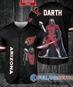 Arizona Cardinals x Darth Vader Star Wars with Trophy Custom Baseball Jersey Black