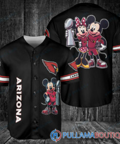 Arizona Cardinals x Mickey and Minnie with Trophy Baseball Jersey Black