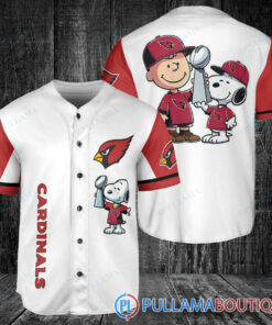 Arizona Cardinals x Snoopy and Charlie Brown with Trophy Baseball Jersey White