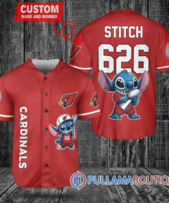 Arizona Cardinals x Stitch with Trophy Custom Baseball Jersey Red