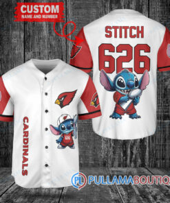 Arizona Cardinals x Stitch with Trophy Custom Baseball Jersey White