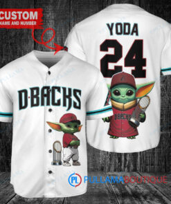 Arizona Diamondbacks Baby Yoda Star Wars Mandalorian Baseball Jersey White