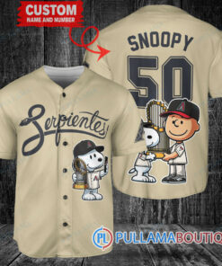 Arizona Diamondbacks Snoopy & Charlie Brown Baseball Jersey Sand – Trophy Design