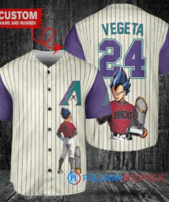 Arizona Diamondbacks Vegeta Super Saiyan DBZ Baseball Jersey Cream-Purple