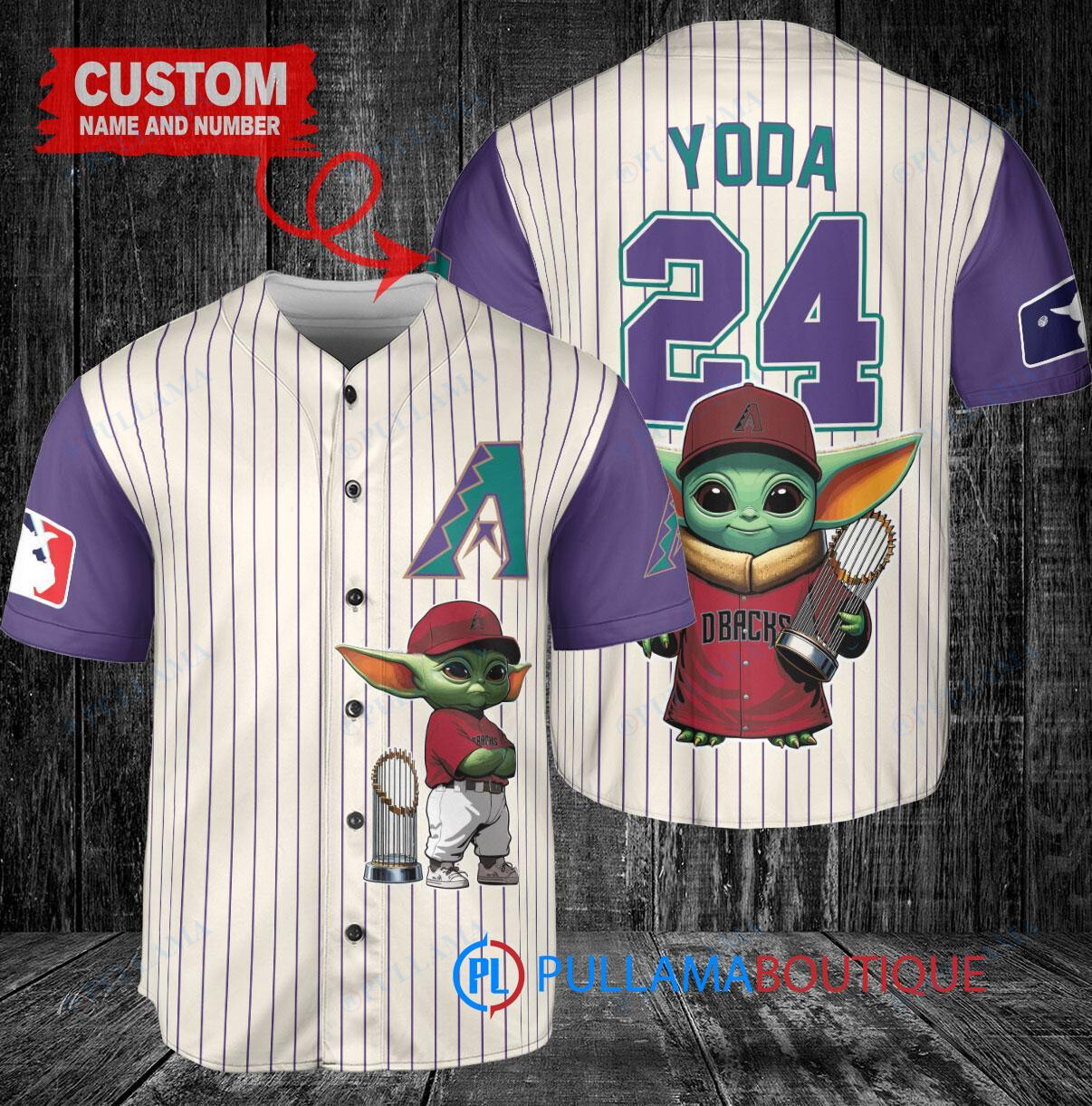 Baltimore Orioles x Baby Yoda Star Wars The Mandalorian with Trophy Custom Baseball Jersey Black