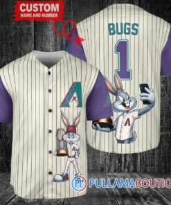 Arizona Diamondbacks x Bugs Bunny with Trophy Baseball Jersey Cream-Purple