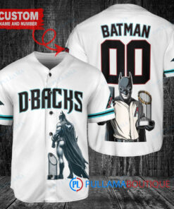 Arizona Diamondbacks x DC Comics Batman The Dark Knight with Trophy Custom Baseball Jersey White