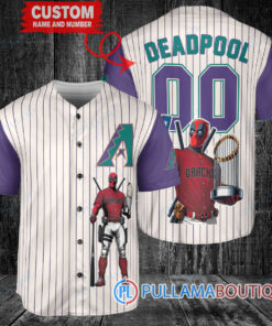 Arizona Diamondbacks x Deadpool with Trophy Baseball Jersey Cream-Purple