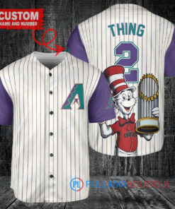 Arizona Diamondbacks x Dr Seuss with World Series Trophy Custom Baseball Jersey Cream-Purple