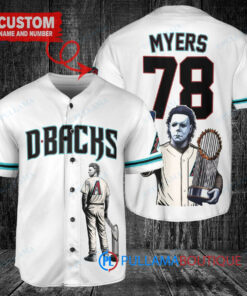 Arizona Diamondbacks x Halloween Michael Myers with Trophy Custom Baseball Jersey White