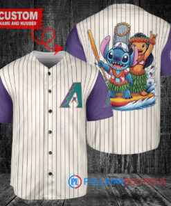 Arizona Diamondbacks x Lilo & Stitch with Trophy Baseball Jersey Cream-Purple